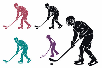 Naklejka premium set of Hockey Sticks silhouette vector illustration