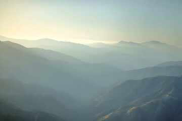 Fototapeta premium Mountain ridges disappearing into hazy distance
