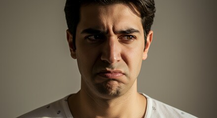 Obraz premium A Portrait of Discontent: A Man's Unhappy Expression