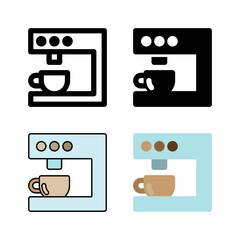 Fototapeta premium A coffee machine icon set, versatile for representing coffee shops, cafes, breakfast, and beverage preparation.