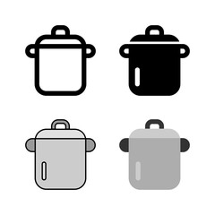 A cooking pot icon set, essential for boiling, simmering, stews, and general kitchenware.