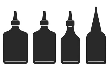 set of Glue Bottle silhouette vector illustration
