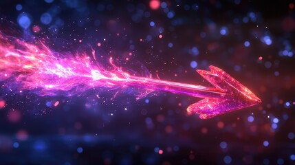 Gleaming crystal arrow pierces the cosmic void, bathed in ethereal light