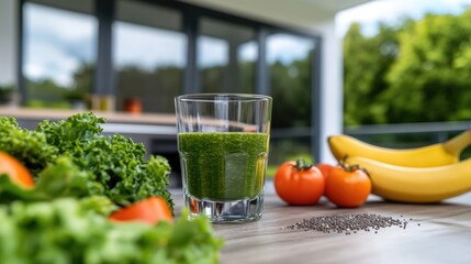 Vibrant Green Smoothie with Fresh Ingredients for a Healthy Lifestyle