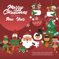 Cute christmas character background templates for social media