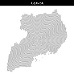 Map outline of Uganda with circular line patterns displayed