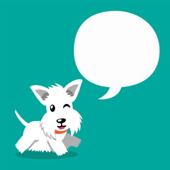 Vector cartoon character maltese dog with speech bubble