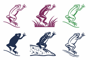 set of Frog Jump silhouette vector illustration
