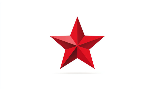 A single red star with visible facets isolated on a white background