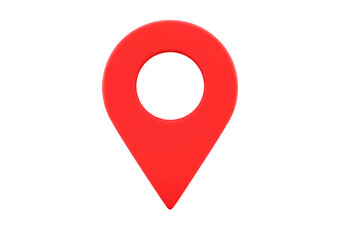Red Location Pin on Transparent Background Showing Navigation Point