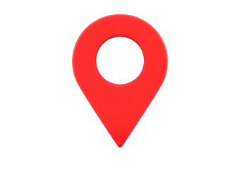 Red Location Pin on Transparent Background Showing Navigation Point