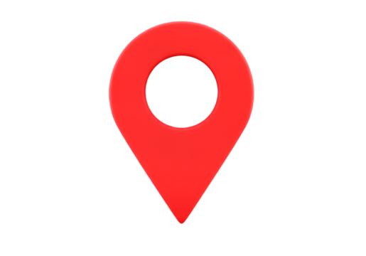 Red Location Pin on Transparent Background Showing Navigation Point
