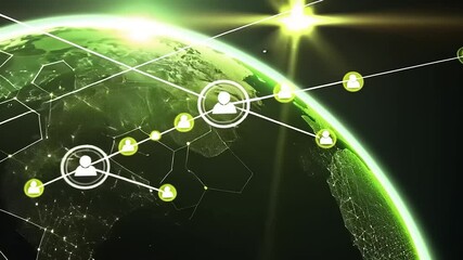 Global digital connectivity network showcasing interconnected users and data flow across Earth - Powered by Adobe