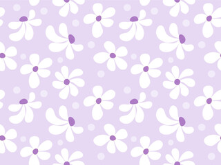 Seamless floral pattern with pink and purple flowers on pastel background for wallpaper or card design
