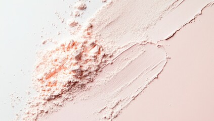 Light peach powder scattered and smudged on a light background