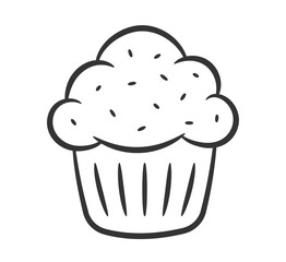 Hand drawn cupcake with frosting and sprinkles, vector eps10 illustration