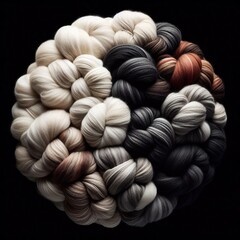 Wool retaining its original shades like white black brown and gr