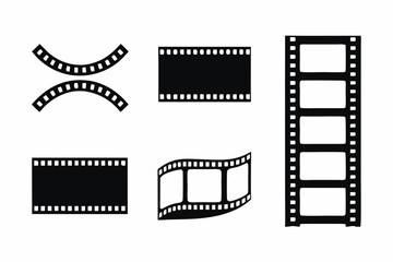 set of Film Reel icon silhouette vector illustration