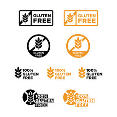 GLUTEN FREE SET VECTOR ICON