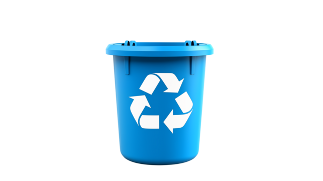 Blue Recycling Bin with Recycle Symbol Isolated on transparent  Background