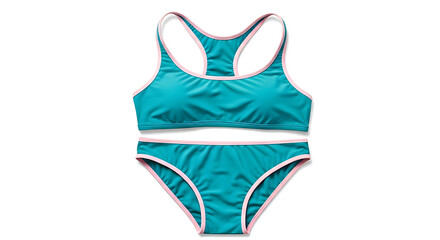 Blue Sports Bikini Set with Pink Trim on White Background for Swimwear Fashion