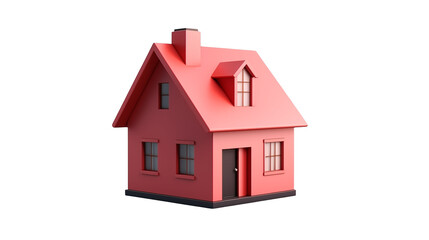 A charming coral-colored house model against a black backdrop, perfect for real estate or home design projects.