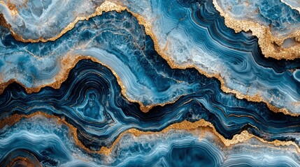 Fototapeta premium Abstract marbled design, deep blues and golds