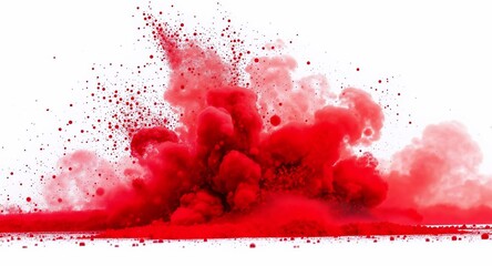 Red Powder Explosion on White
