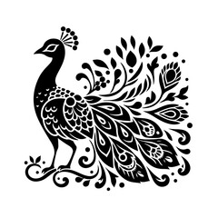 Obraz premium Peacock silhouette , Peacock vector