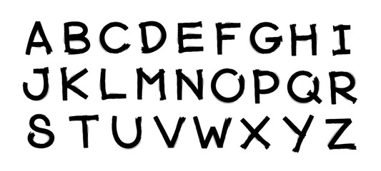 A-Z vector alphabet, hand written with a brush design, letters isolated on white background