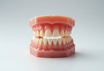 Fototapeta premium Dental model with white teeth and pink gums, for mockup or presentation, isolated on white background