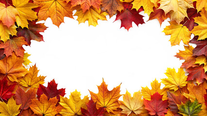 Fototapeta premium autumn leaves border isolated on white background PNG,AI GENERATED