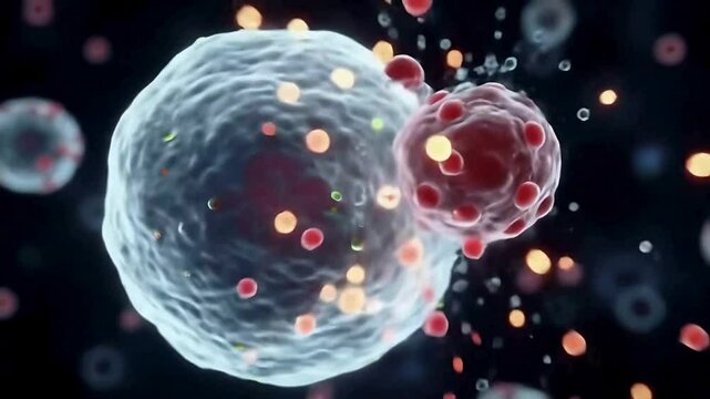 Natural Killer Cell Attacking Cancer Cell Microscopic View of Immune Response