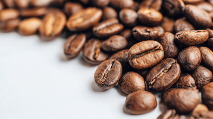 Fototapeta premium Freshly roasted coffee beans on a clean surface