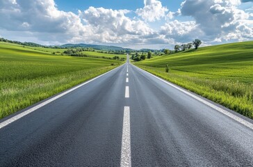 Fototapeta premium Self-healing asphalt road in rural area