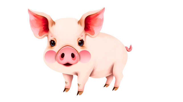 Beautiful Pig Watercolor Clipart, Cute Design for Your Project, Ai Generative