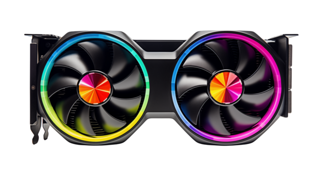 Vibrant RGB Graphics Card Cooling Fans with Rainbow Illumination