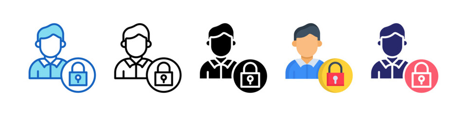 Self Restraint Multiple Style Icon Set Collection.