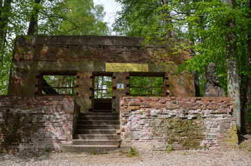 remains of buildings, trees, the concrete town of bunkers Wolf's Lair in Gierłoż near Kętrzyn