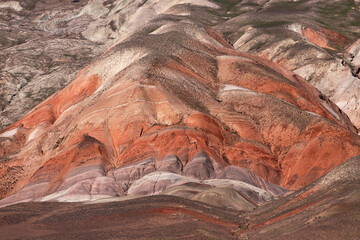 Beautiful mountains with red soil in Khizi. Azerbaijan.
