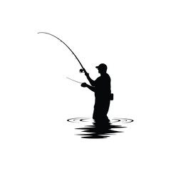 Obraz premium Fishing Man Silhouette Vector Collection for Outdoor and Sports Use