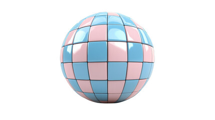 Obraz premium Vibrant blue and pink sphere with a checkered pattern, 3d abstract design