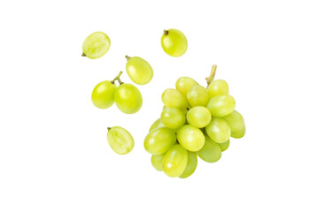 bunch of grapes on white background.