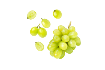 bunch of grapes on white background.