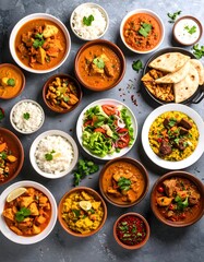 Mix o buffete de platos de comida variados sobre una mesa