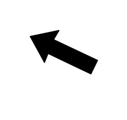 Diagonal Arrow Up Left: A bold, black and white vector illustration of a simple arrow pointing diagonally upward and to the left, suitable for navigation or direction graphics.