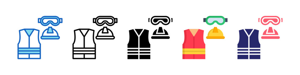Protective Gear Multiple Style Icon Set Collection.