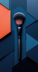 Makeup brush on a geometric backdrop
