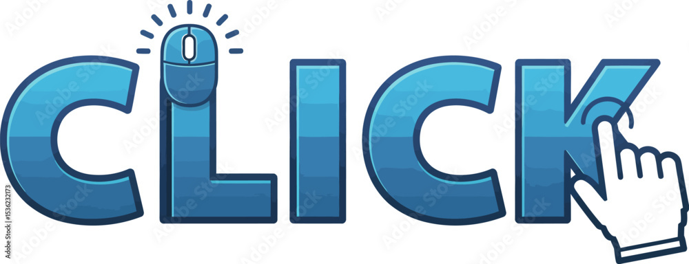 Poster click here button vector graphic illustration for web design ui ux and marketing materials design ic