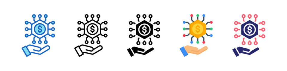Digital Currency Multiple Style Icon Set Collection.